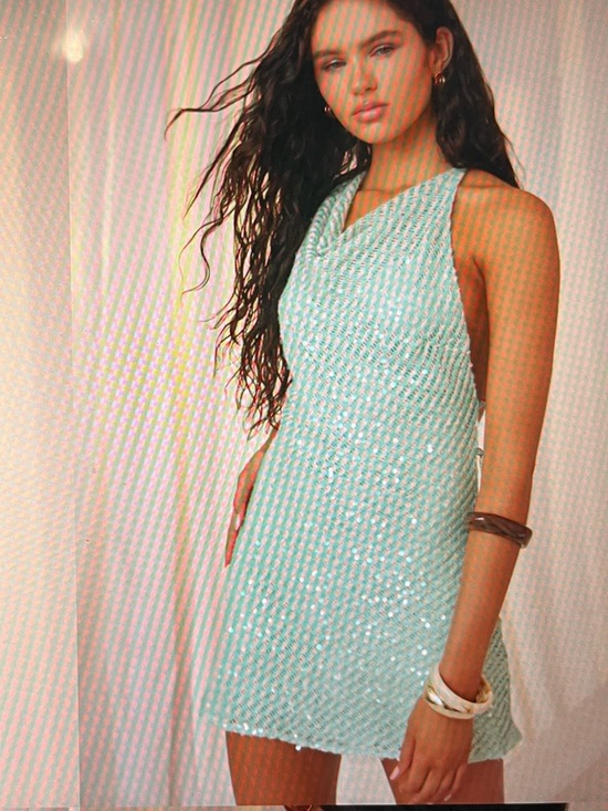 Peppermayo Dresses & Skirts - Peppermayo Mint Sequin Halter Backless Mini Dress